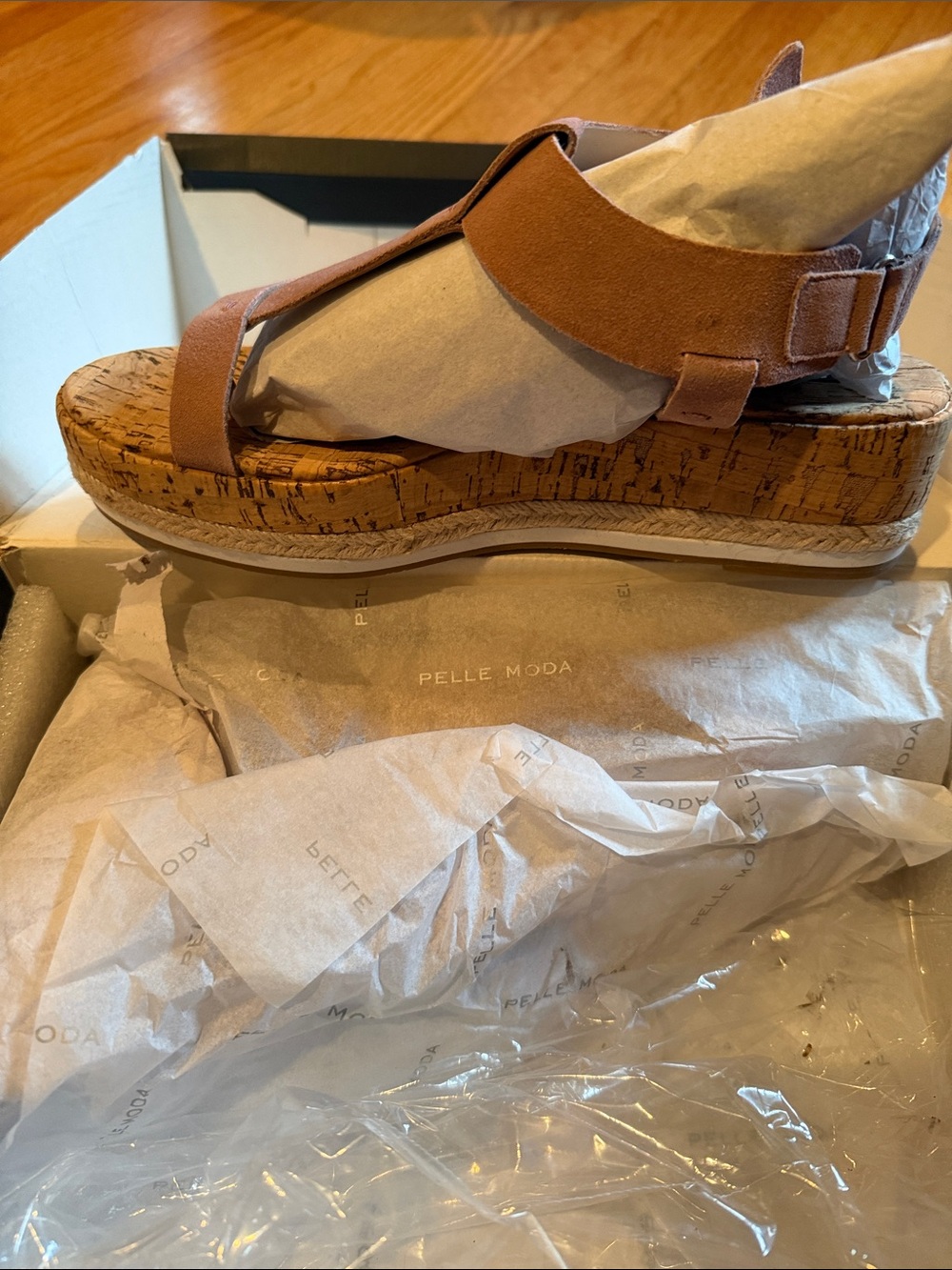 Pelle Moda Chestnut Suede Cork Platform Sandal